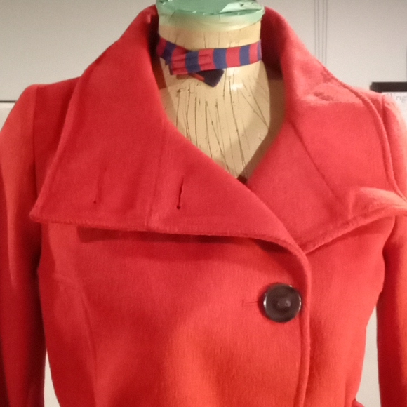 NWOT Anne Taylor Factory Red Wool Coat. Size 0. NWOT - Picture 2 of 14